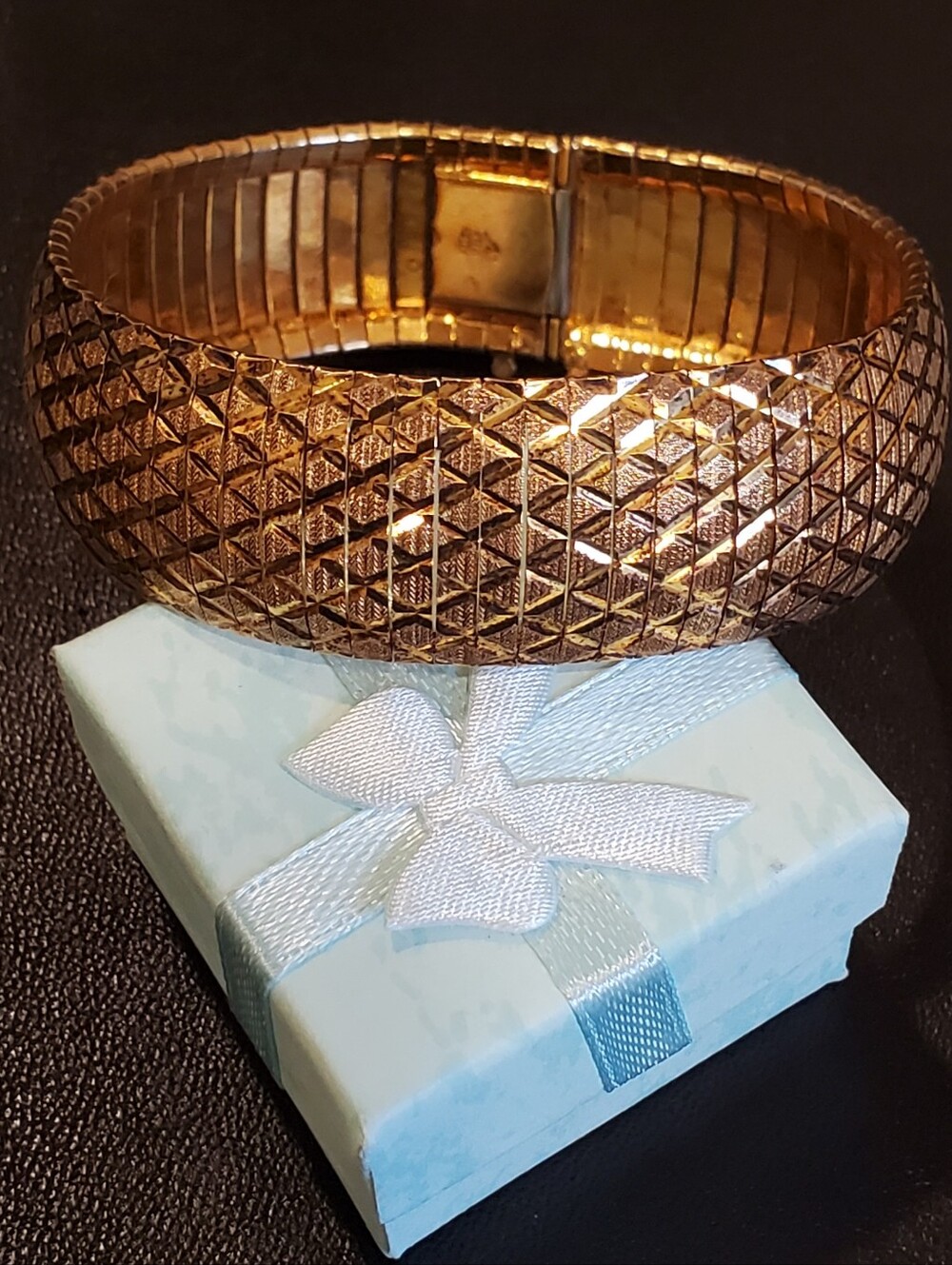Gold Bracelet 925 Italy Vintage Wide Gold Over Sterling Silver Bracelet